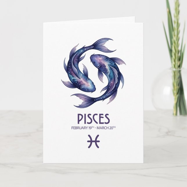 Tarjeta Festiva Pisces Birthday Card (Anverso)