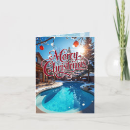Tarjeta Festiva Piscina en los Navidades de invierno