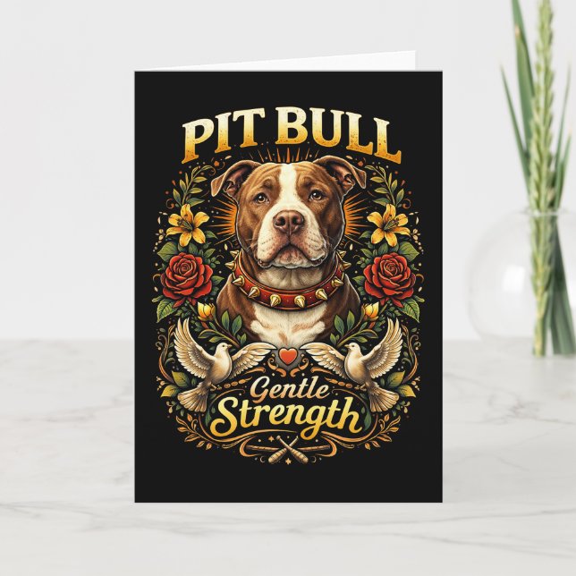 Tarjeta Festiva Pit Bull: Gentle Strength (Anverso)