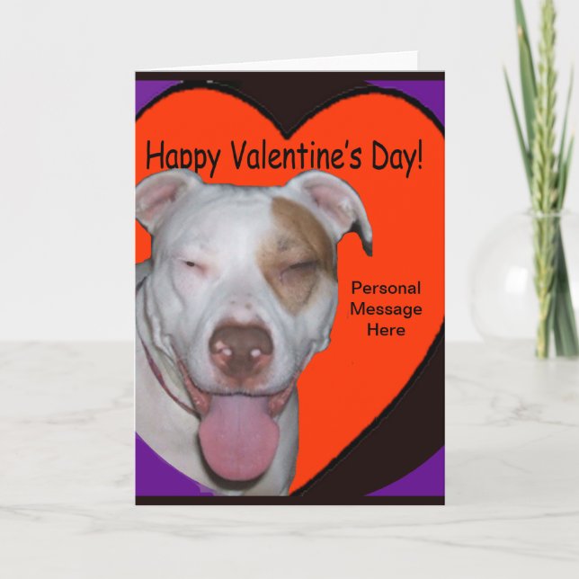 Tarjeta Festiva Pit Bull Valentine Añadir tu mensaje personal (Anverso)