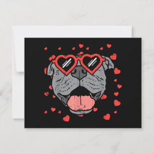 Tarjeta Festiva Pitbull Face Glasses Día de San Valentín Mascota P