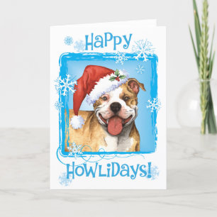 Tarjeta Festiva Pitbull feliz Terrier de Howliday