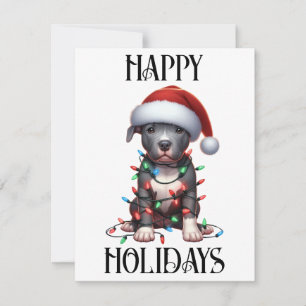 Tarjeta Festiva Pitbull Navideño Adorable