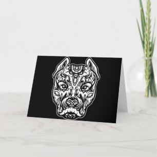 Tarjeta Festiva Pitbull Tattoo Art Dog Raza Cráneo Piston Dtg Pitb
