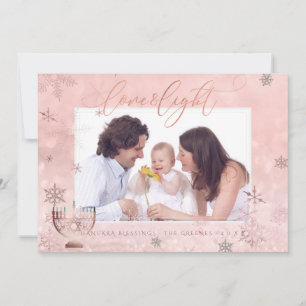 Tarjeta Festiva PixDezines Amor+ Luz Hanukkah Copos de Nieve Reale