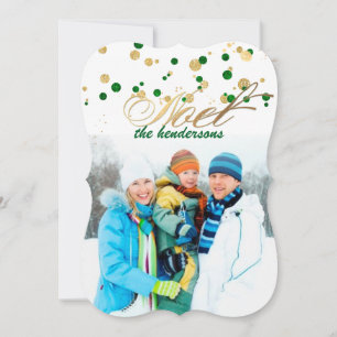 Tarjeta Festiva PixDezines confeti/holiday verde/oro/falso de pape
