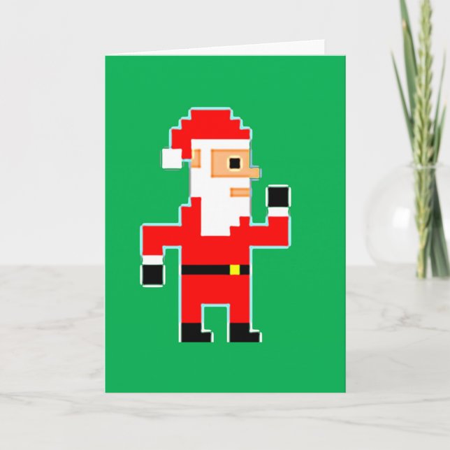 Tarjeta Festiva Pixel Papá Noel (Anverso)