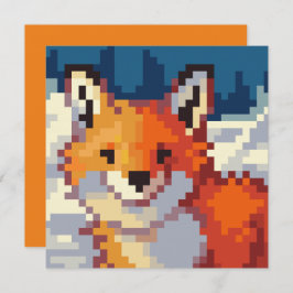 Tarjeta Festiva Pixelart, vos, Fox, Pixel Art