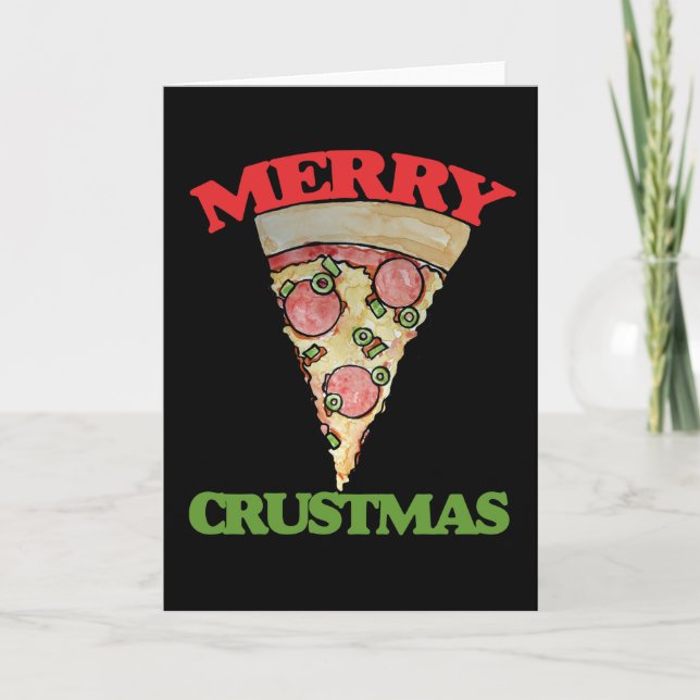 Tarjeta Festiva Pizza de Navidades Merry Crustmas (Anverso)