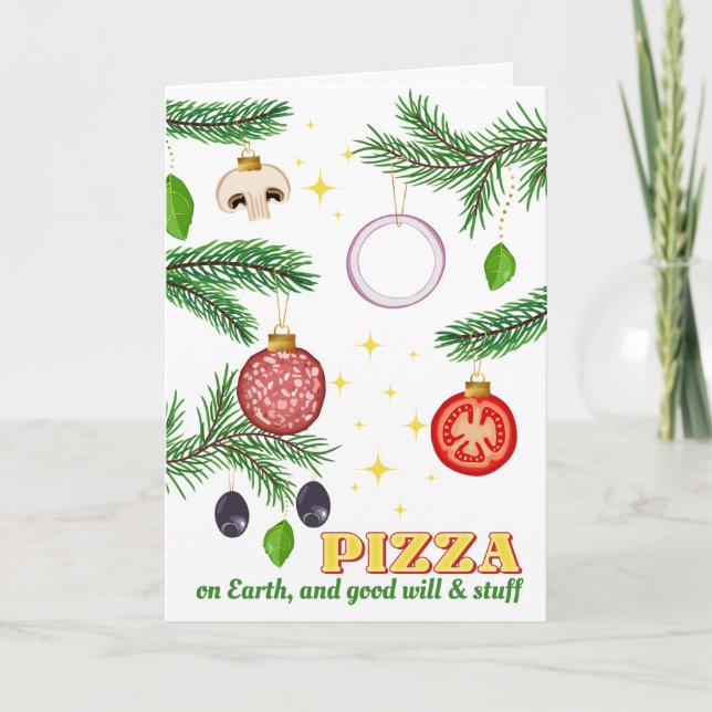 Tarjeta Festiva Pizza Italian restaurant catering Christmas (Anverso)