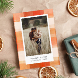 Tarjeta Festiva Placa de color de agua | Naranja rojo beige 2 Foto