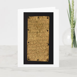 Tarjeta Festiva Placa de oro con la inscripción fenicia, de Santa
