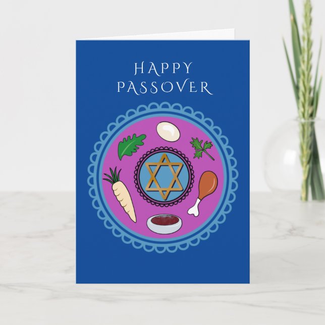 Tarjeta Festiva Placa Pesach de passover feliz (Anverso)