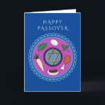 Tarjeta Festiva Placa Pesach de passover feliz<br><div class="desc">Tarjeta de felicitación Happy Pesach con placa Seder y Estrella de David. Puede personalizar el saludo en la parte delantera y el mensaje en el interior de la tarjeta.</div>
