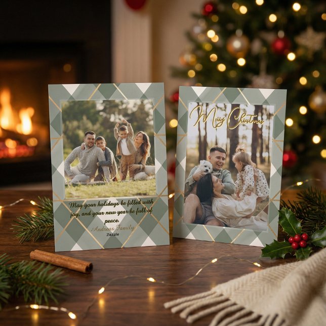 Tarjeta Festiva Plaid Christmas Card Elegant Holiday Greeting (Subido por el creador)