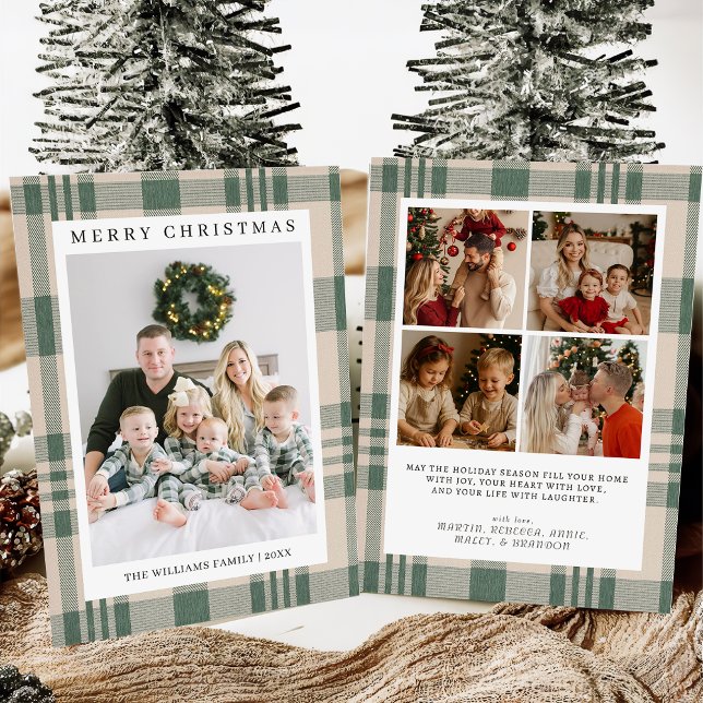 Tarjeta Festiva Plaid Christmas Card with Photo Holiday Card (Subido por el creador)