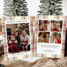 Plaid Christmas Card with Photo Holiday Card