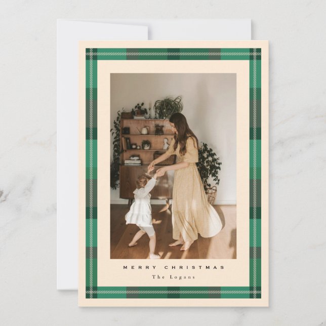 Tarjeta Festiva Plaid Frame Holiday Card (Anverso)