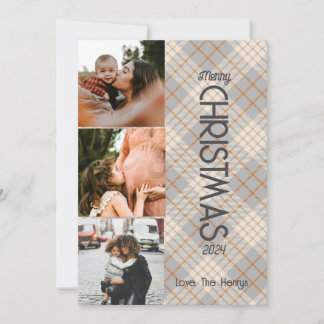 Tarjeta Festiva Plaid Merry Christmas Photo Greet Card