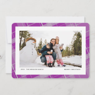 Tarjeta Festiva Plaid Mínimo Una Foto Purpura Horizontal