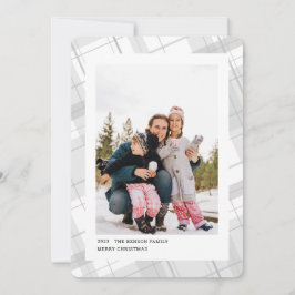 Tarjeta Festiva Plaid Mínimo Una Foto Vertical Blanca
