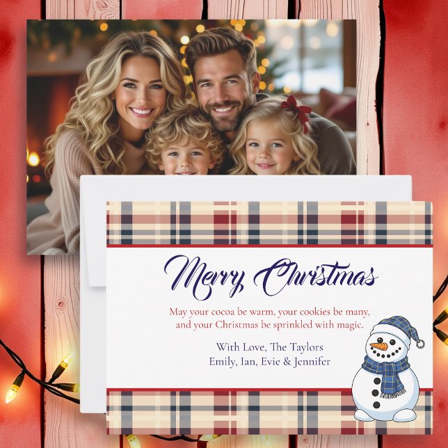 Tarjeta Festiva Plaid Snowman Photo Template Christmas (Subido por el creador)
