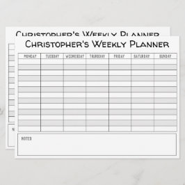 Tarjeta Festiva Planificador semanal para personalizar con el nomb