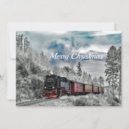Tarjeta Festiva Plano de Navidades fotográficos de nieve en tren