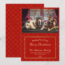 Plano de Navidades fotográficos de oro rojo clásic