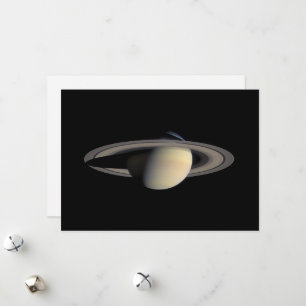 Tarjeta Festiva Planta gigante de gas Saturno iluminado por Cassin