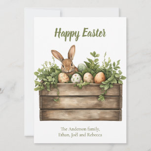 Tarjeta Festiva Plantas de acuarela dulce conejito Eggs Pascua