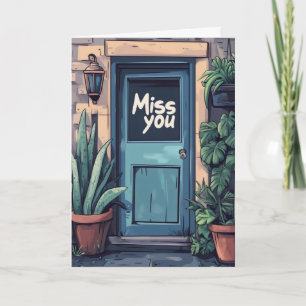Tarjeta Festiva Plantas de manguera de puerta Te extraño