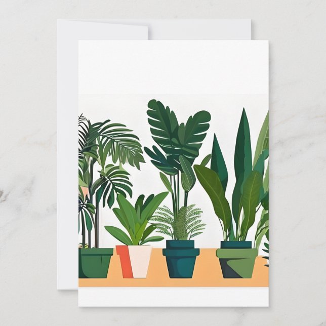 Tarjeta Festiva Plantas en una estantería (Anverso)