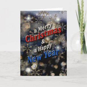 Tarjeta Festiva Plata azul roja de la Feliz Año Nuevo de las