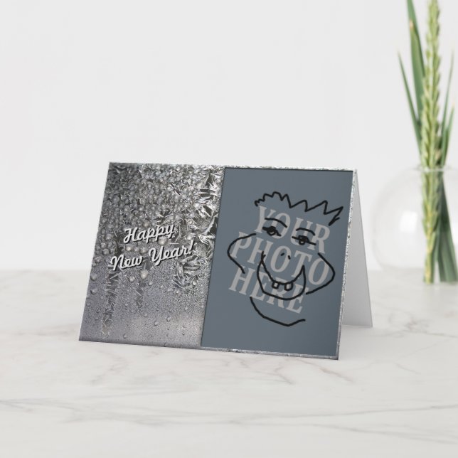 Tarjeta Festiva Plata de la Feliz Año Nuevo con la foto (Anverso)