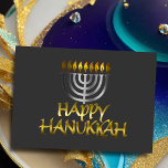 Tarjeta Festiva Plata Menorah Flames Happy Hanukkah Card<br><div class="desc">Artículos con temática navideña diseñados por Umua. Impreso y enviado por Zazzle o sus afiliados.</div>