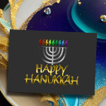 Tarjeta Festiva Plata Menorah Rainbow Flames Happy Hanukkah<br><div class="desc">Artículos con temática navideña diseñados por Umua. Impreso y enviado por Zazzle o sus afiliados.</div>