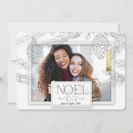 Tarjeta Festiva Plata Pines Noel Foto Botánica