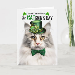 Tarjeta Festiva Plata Tabby Noruego Gato de Bosque St CATrick's Da