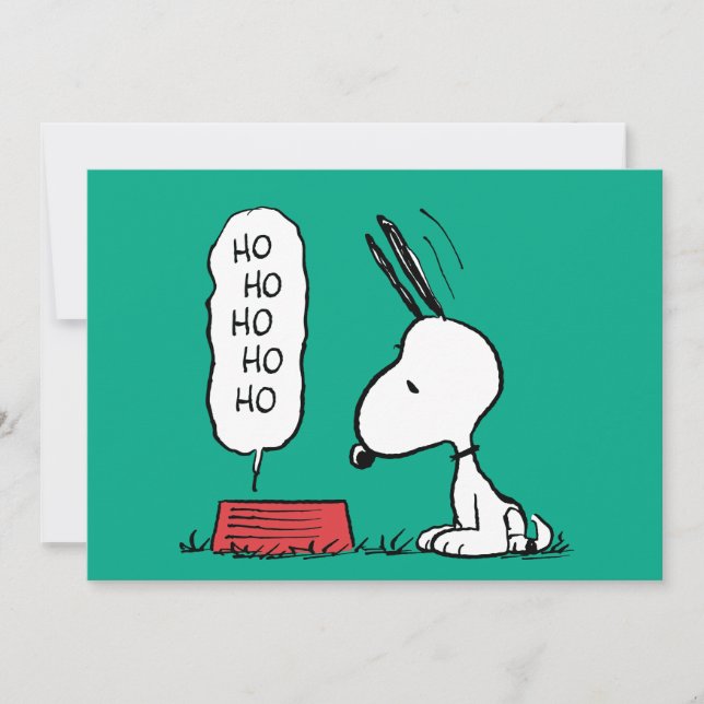 Tarjeta Festiva Platos de comida Peanuts | Snoopy Ho Ho Ho (Anverso)