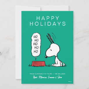 Tarjeta Festiva Platos de comida Peanuts   Snoopy Ho Ho Ho