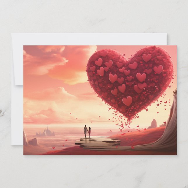 Tarjeta Festiva Playa de amor: Escribe tu carta - San Valentín (Anverso)