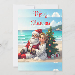 Tarjeta Festiva Playa de vacaciones de Santa Claus