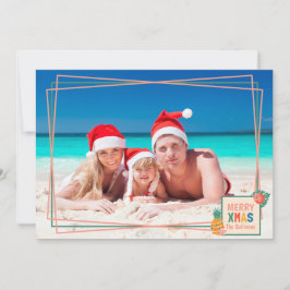 Tarjeta Festiva Playa Merry XMAS con piña y flores