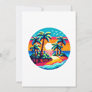 Tarjeta Festiva Playa Tropical Sunset Relajante Paraíso de Arte Pi