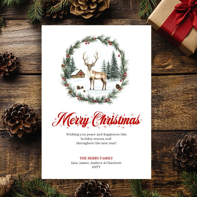 Tarjeta Festiva Playful Christmas Scene Watercolor Greeting Card (Playful Christmas Scene Watercolor Greeting Card)