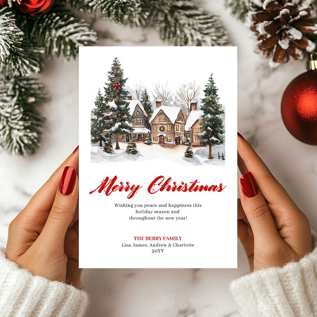 Tarjeta Festiva Playful Cozy Holiday Scene Greeting Card (Playful Cozy Holiday Scene Greeting Card)