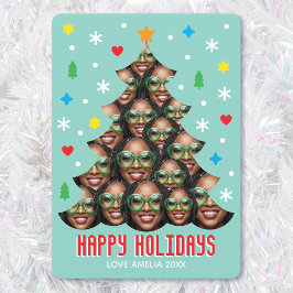 Tarjeta Festiva Playful Custom Photo Modern Christmas Tree Green