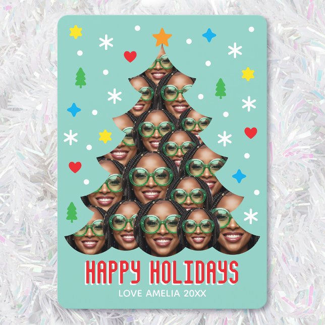 Tarjeta Festiva Playful Custom Photo Modern Christmas Tree Green (Subido por el creador)