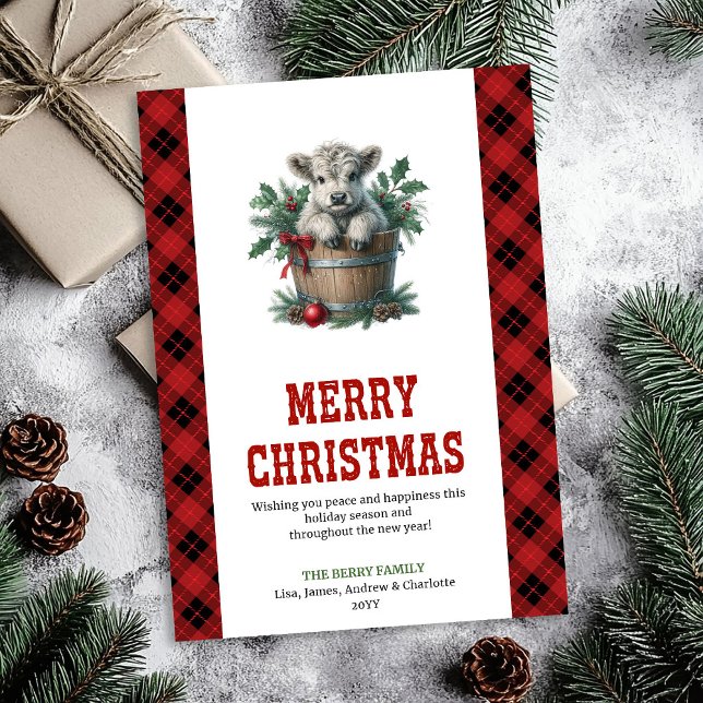 Tarjeta Festiva Playful highland cow card editable holiday name (Playful highland cow card editable holiday name

)